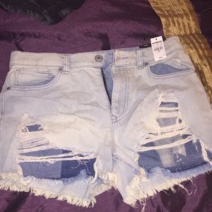 EXPRESS HIGH WAISTED JEAN SHORTS